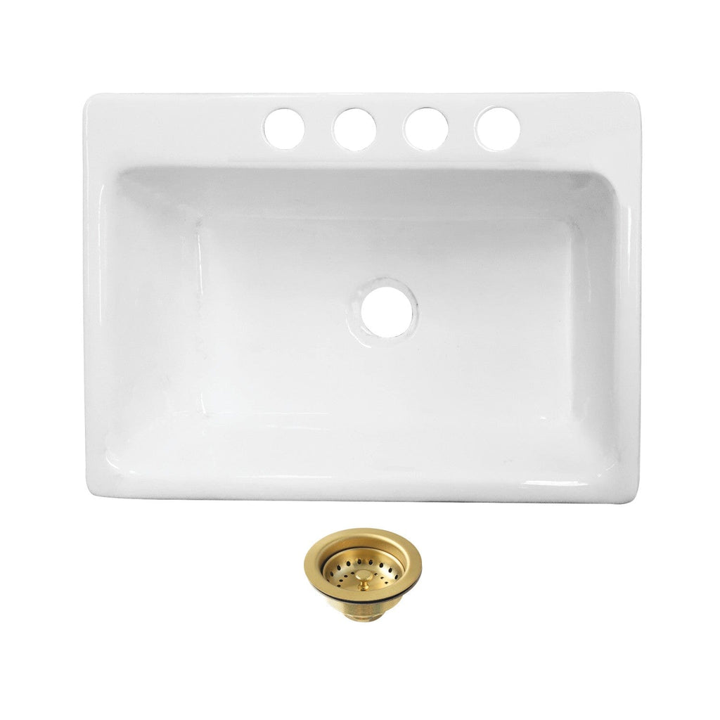 Towne 36-Inch Cast Iron Single Bowl Undermount Kitchen Sink (4-Hole) with Strainer