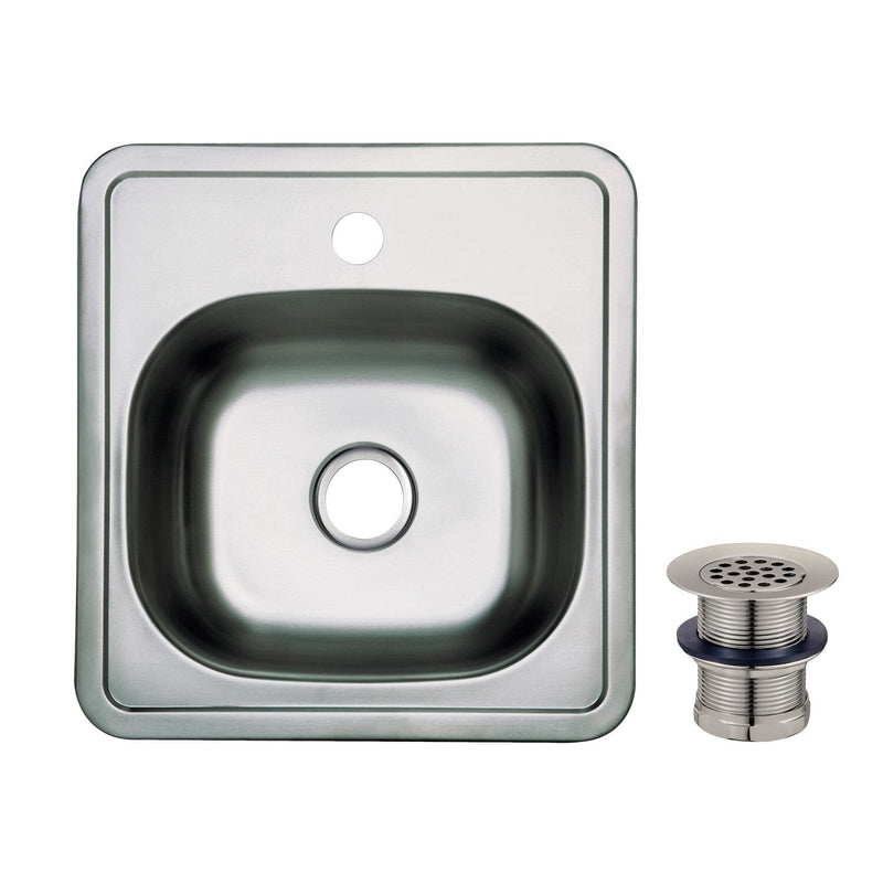 Studio 15-Inch Stainless Steel Self-Rimming Single Bowl Drop-In Bar Prep Sink (1-Hole) with Strainer