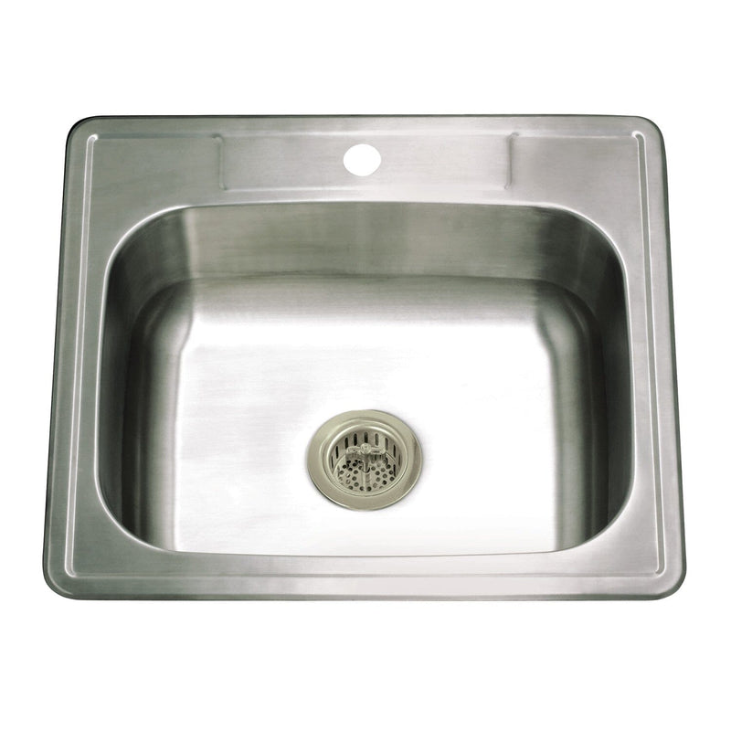 Studio 25-Inch Stainless Steel Self-Rimming Single Bowl Drop-In Kitchen Sink (1-Hole) with Strainer