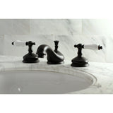 Heritage Two-Handle 3-Hole Deck Mount Widespread Bathroom Faucet with Brass Pop-Up Drain