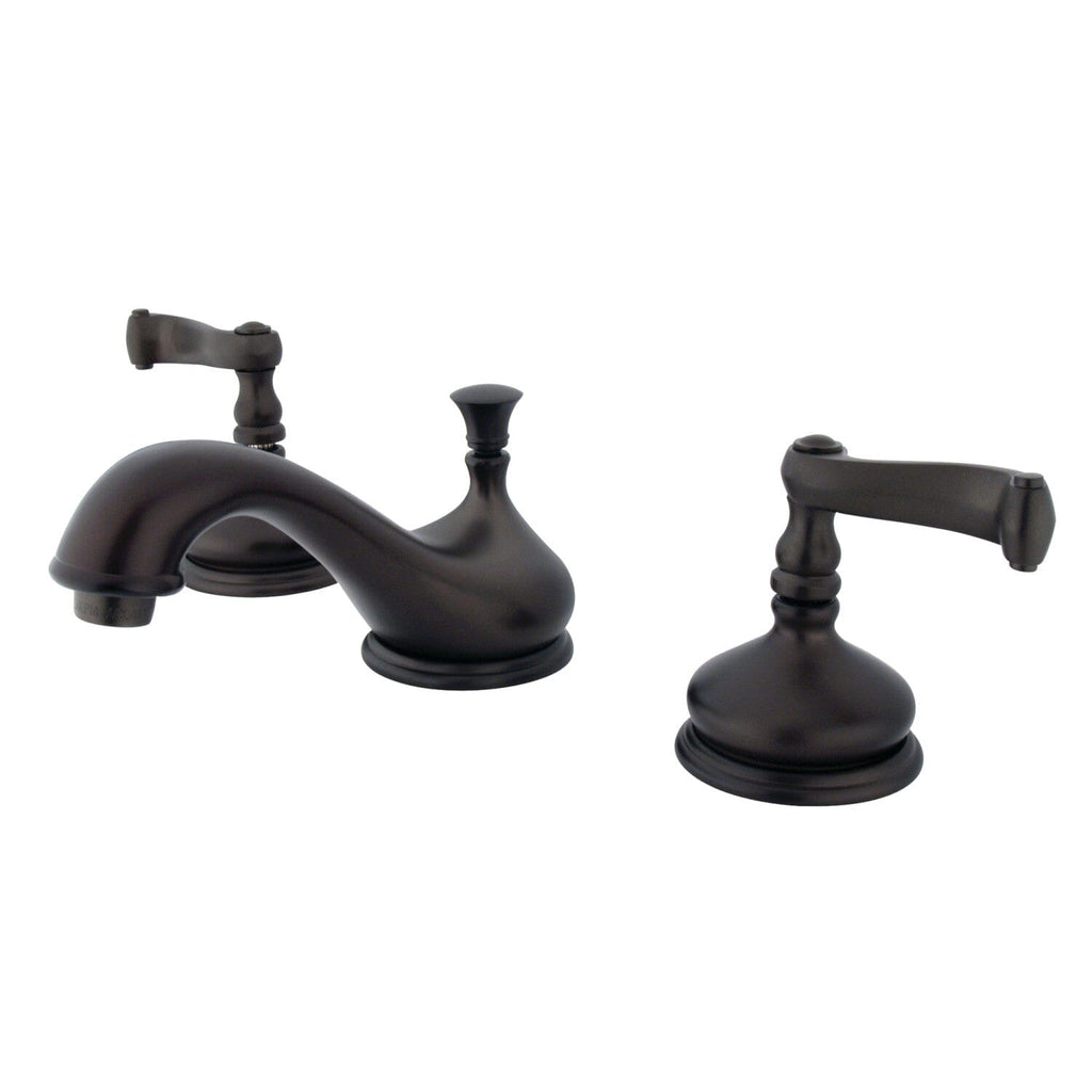 Two-Handle 3-Hole Deck Mount Widespread Bathroom Faucet with Brass Pop-Up