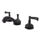 Two-Handle 3-Hole Deck Mount Widespread Bathroom Faucet with Brass Pop-Up