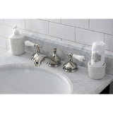 Heritage Two-Handle 3-Hole Deck Mount Widespread Bathroom Faucet with Brass Pop-Up Drain