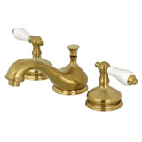 Heritage Two-Handle 3-Hole Deck Mount Widespread Bathroom Faucet with Brass Pop-Up Drain