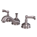 Two-Handle 3-Hole Deck Mount Widespread Bathroom Faucet with Brass Pop-Up