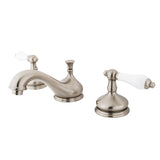 Heritage Two-Handle 3-Hole Deck Mount Widespread Bathroom Faucet with Brass Pop-Up Drain