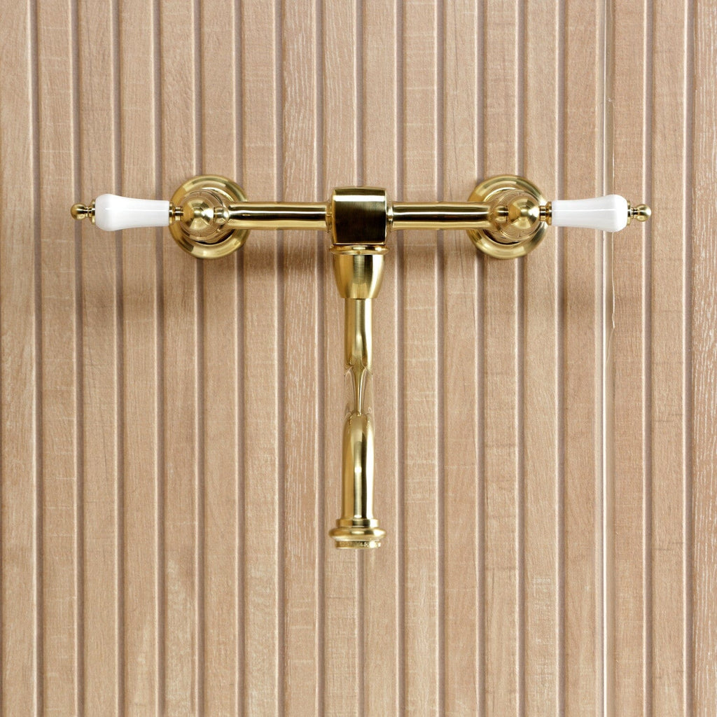 Heritage Double-Handle 2-Hole Wall Mount Bathroom Faucet