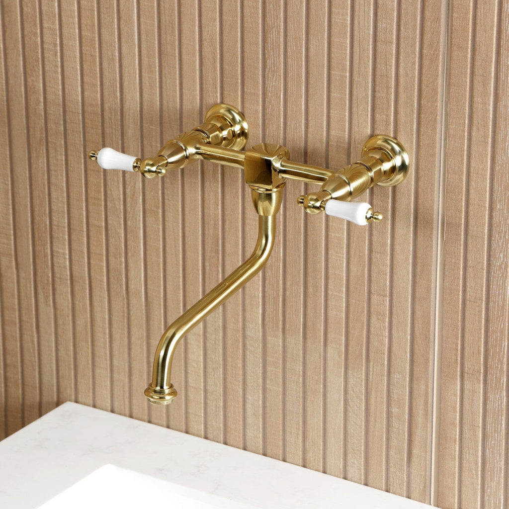 Heritage Double-Handle 2-Hole Wall Mount Bathroom Faucet