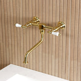 Heritage Double-Handle 2-Hole Wall Mount Bathroom Faucet