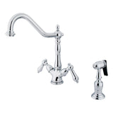 Heritage Two-Handle 2-or-4 Hole Kitchen Faucet with Brass Sprayer