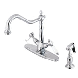 Bel-Air Two-Handle 2-or-4 Hole Kitchen Faucet with Brass Sprayer
