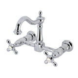 Heritage Double-Handle 2-Hole Wall-Mount Bridge Kitchen Faucet