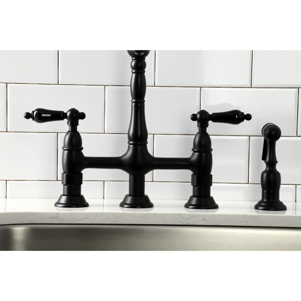 Duchess Two-Handle 4-Hole Deck Mount Bridge Kitchen Faucet with Brass Side Sprayer