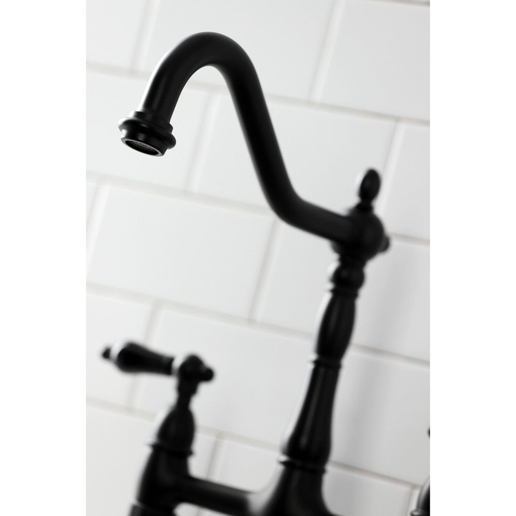 Duchess Two-Handle 4-Hole Deck Mount Bridge Kitchen Faucet with Brass Side Sprayer