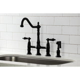 Duchess Two-Handle 4-Hole Deck Mount Bridge Kitchen Faucet with Brass Side Sprayer