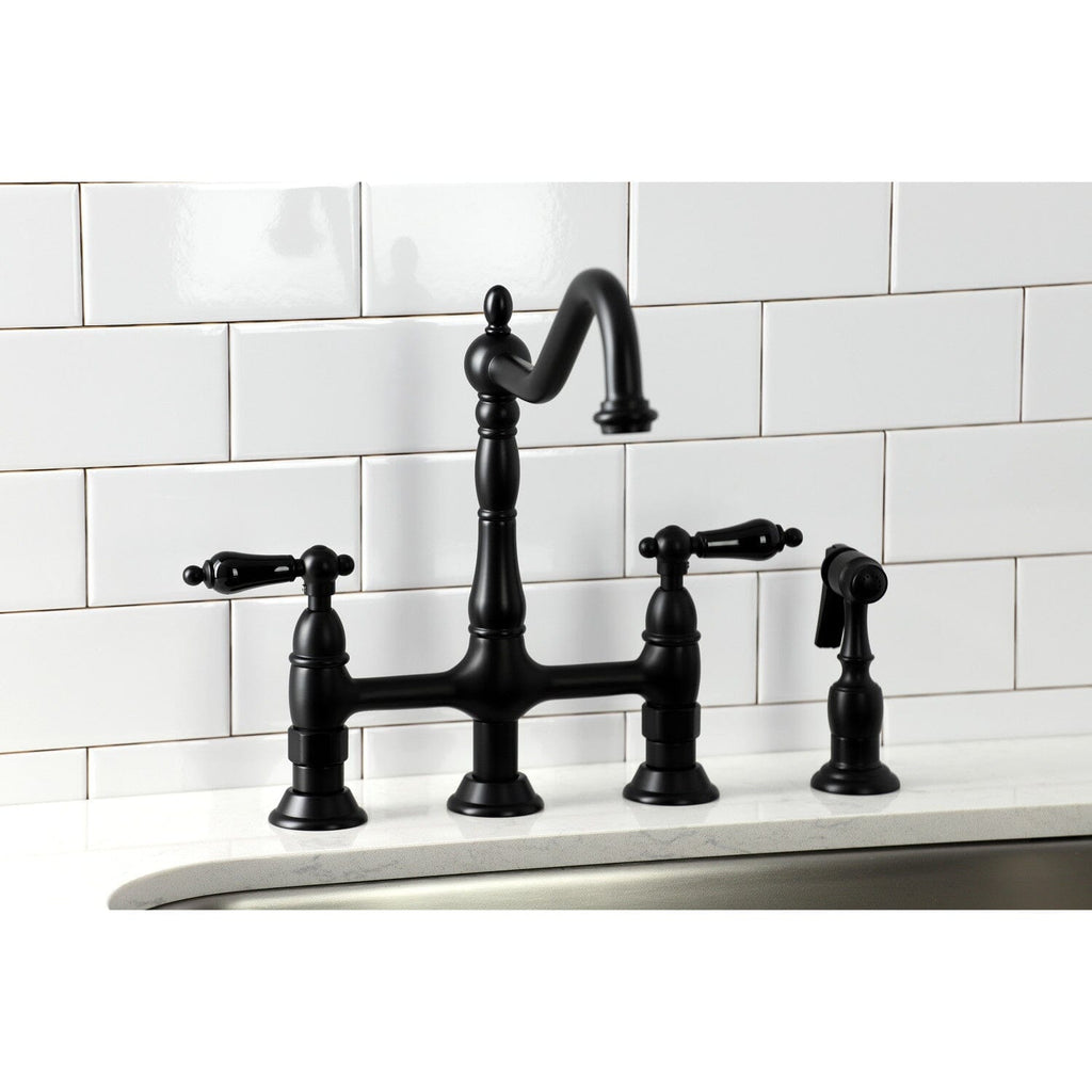 Duchess Two-Handle 4-Hole Deck Mount Bridge Kitchen Faucet with Brass Side Sprayer