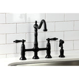 Duchess Two-Handle 4-Hole Deck Mount Bridge Kitchen Faucet with Brass Side Sprayer
