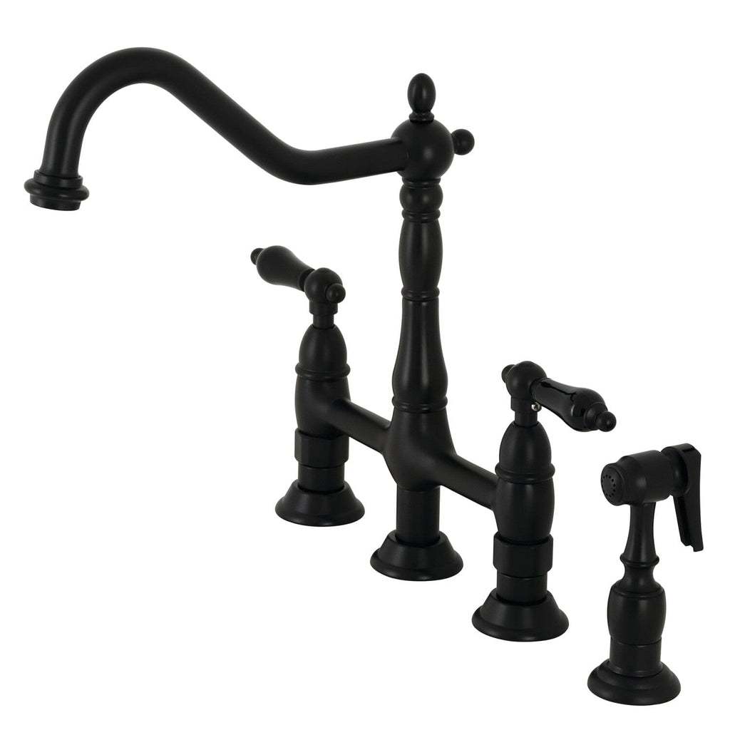 Duchess Two-Handle 4-Hole Deck Mount Bridge Kitchen Faucet with Brass Side Sprayer