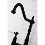 Heritage Two-Handle 4-Hole Deck Mount Bridge Kitchen Faucet with Brass Side Sprayer