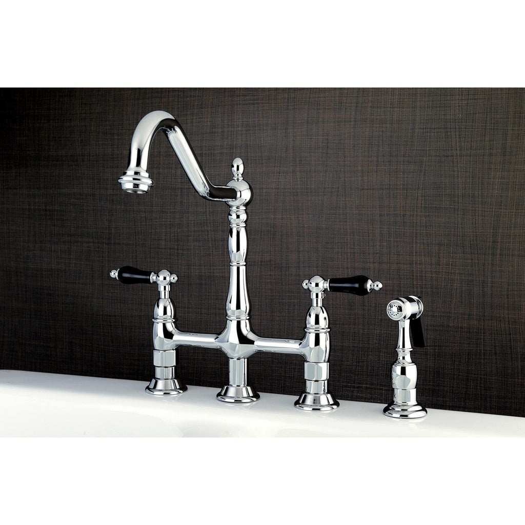 Duchess Two-Handle 4-Hole Deck Mount Bridge Kitchen Faucet with Brass Side Sprayer