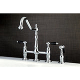 Duchess Two-Handle 4-Hole Deck Mount Bridge Kitchen Faucet with Brass Side Sprayer