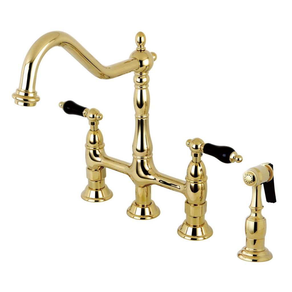 Duchess Two-Handle 4-Hole Deck Mount Bridge Kitchen Faucet with Brass Side Sprayer
