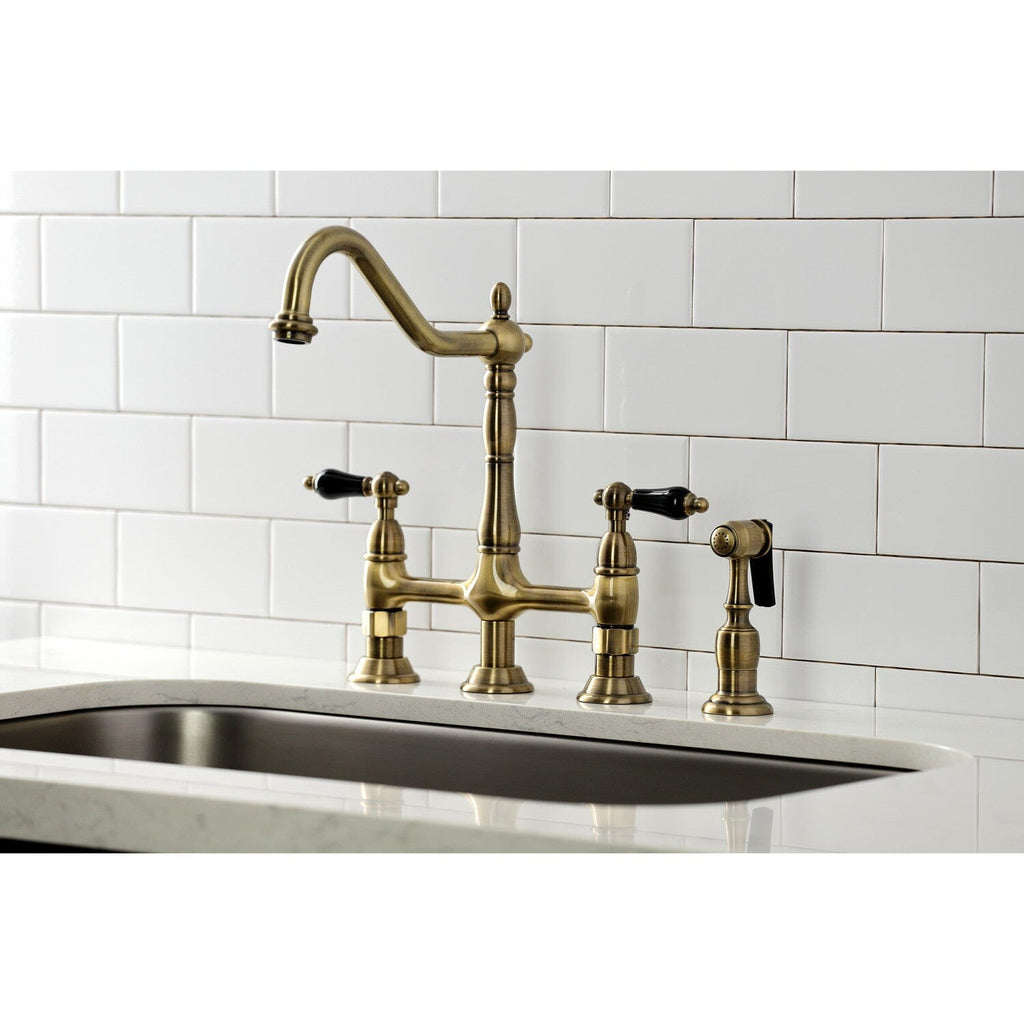 Duchess Two-Handle 4-Hole Deck Mount Bridge Kitchen Faucet with Brass Side Sprayer