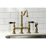 Duchess Two-Handle 4-Hole Deck Mount Bridge Kitchen Faucet with Brass Side Sprayer