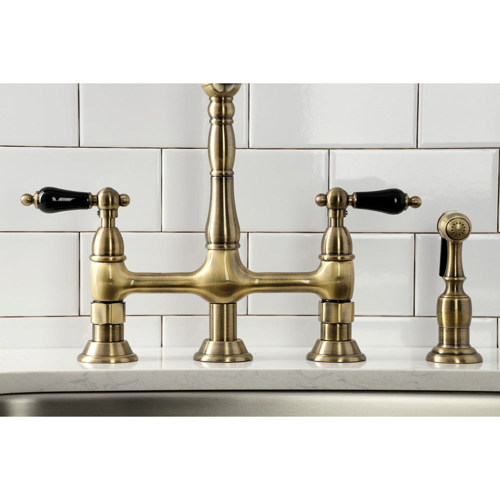 Duchess Two-Handle 4-Hole Deck Mount Bridge Kitchen Faucet with Brass Side Sprayer