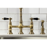 Duchess Two-Handle 4-Hole Deck Mount Bridge Kitchen Faucet with Brass Side Sprayer