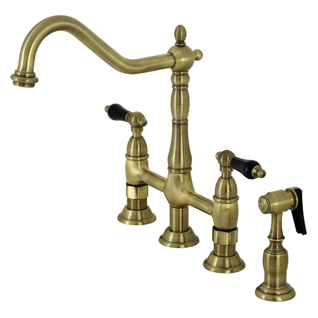 Duchess Two-Handle 4-Hole Deck Mount Bridge Kitchen Faucet with Brass Side Sprayer