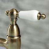Heritage Two-Handle 4-Hole Deck Mount Bridge Kitchen Faucet with Brass Side Sprayer
