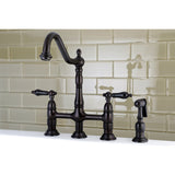 Duchess Two-Handle 4-Hole Deck Mount Bridge Kitchen Faucet with Brass Side Sprayer