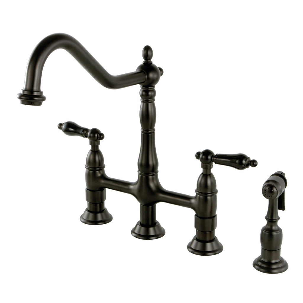 Duchess Two-Handle 4-Hole Deck Mount Bridge Kitchen Faucet with Brass Side Sprayer