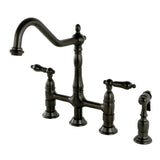Duchess Two-Handle 4-Hole Deck Mount Bridge Kitchen Faucet with Brass Side Sprayer