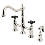 Duchess Two-Handle 4-Hole Deck Mount Bridge Kitchen Faucet with Brass Side Sprayer