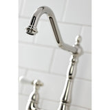 Heritage Two-Handle 4-Hole Deck Mount Bridge Kitchen Faucet with Brass Side Sprayer