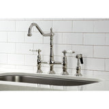 Heritage Two-Handle 4-Hole Deck Mount Bridge Kitchen Faucet with Brass Side Sprayer