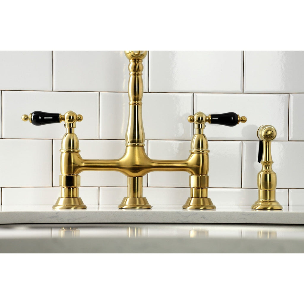 Duchess Two-Handle 4-Hole Deck Mount Bridge Kitchen Faucet with Brass Side Sprayer