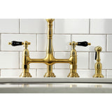 Duchess Two-Handle 4-Hole Deck Mount Bridge Kitchen Faucet with Brass Side Sprayer