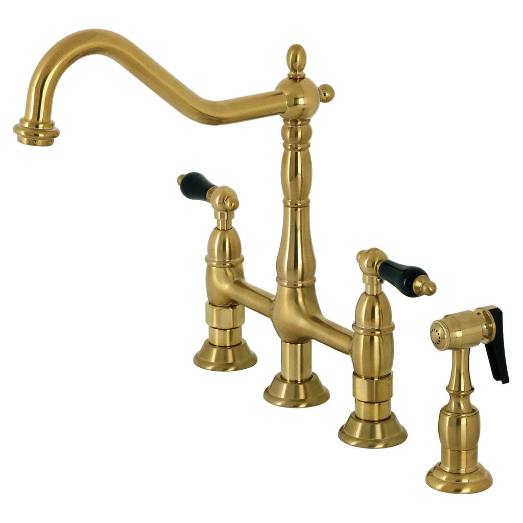 Duchess Two-Handle 4-Hole Deck Mount Bridge Kitchen Faucet with Brass Side Sprayer