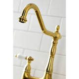 Heritage Two-Handle 4-Hole Deck Mount Bridge Kitchen Faucet with Brass Side Sprayer