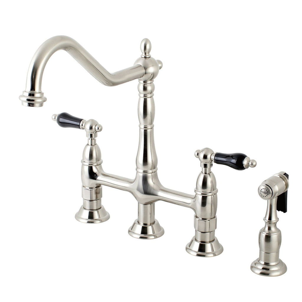 Duchess Two-Handle 4-Hole Deck Mount Bridge Kitchen Faucet with Brass Side Sprayer