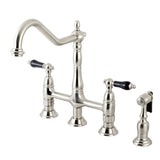 Duchess Two-Handle 4-Hole Deck Mount Bridge Kitchen Faucet with Brass Side Sprayer