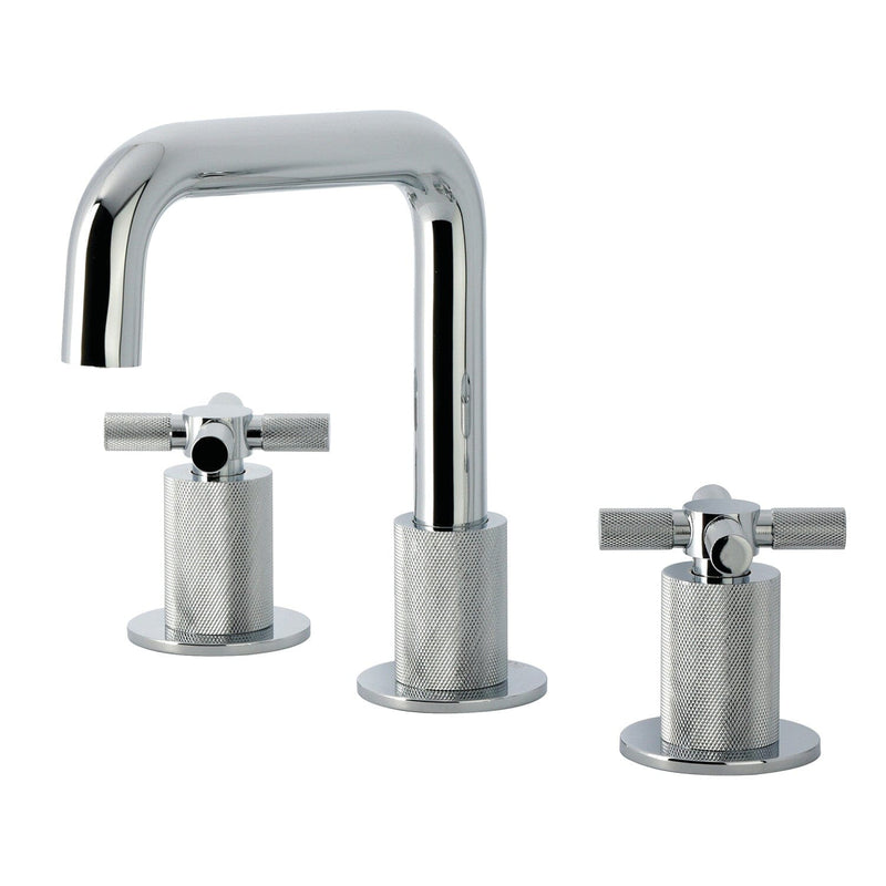 Convergent Two-Handle 3-Hole Deck Mount Widespread Bathroom Faucet with Push Pop-Up Drain