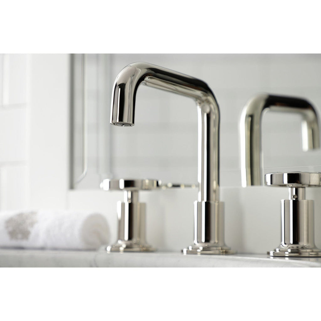 Belknap Two-Handle 3-Hole Deck Mount Widespread Bathroom Faucet with Push Pop-Up Drain