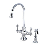 Vintage Two-Handle 2-Hole Kitchen Faucet with Brass Sprayer