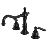 Whitaker Two-Handle 3-Hole Deck Mount Widespread Bathroom Faucet with Brass Pop-Up