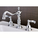 Heritage Two-Handle 3-Hole Deck Mount Widespread Bathroom Faucet with Brass Pop-Up