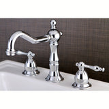 Heritage Two-Handle 3-Hole Deck Mount Widespread Bathroom Faucet with Brass Pop-Up